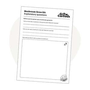 Free Downloadable Activity Sheet for Kids - Exploratory Questions for Mushroom Kits